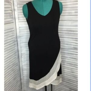 Black‎ V-Neck Sleeveless Midi High Low ruffle Dress SIze M